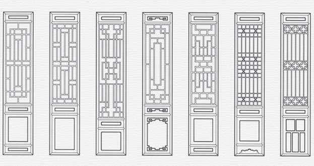 珙县常用中式仿古花窗图案隔断设计图